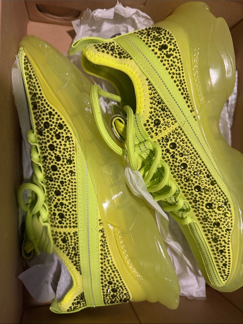 Steve Madden Neon Yellow Crystal-Embellished Athletic Sneakers - Picture 2 of 3